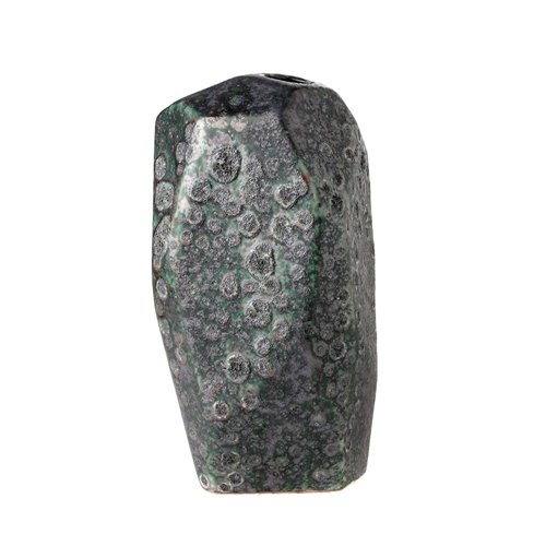 Face vase glazed green