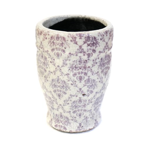 Round pot floral purple