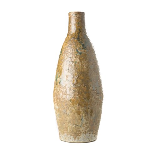 Vase with long collar glazed copper color