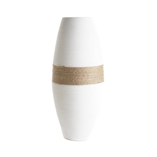 Tanga vase ceramic white cordage