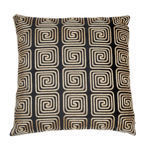 Black and golden embroidered cushion