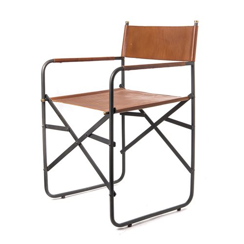 Iron chair leather tan